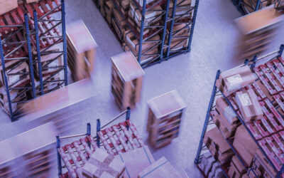 Aerial view of a fulfillment warehouse
